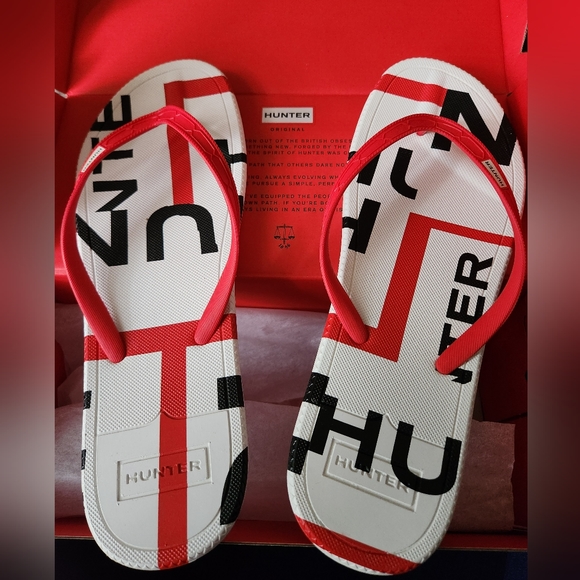 HUNTER Men's Exploded Flip Flops Hunter Red - Picture 1 of 9